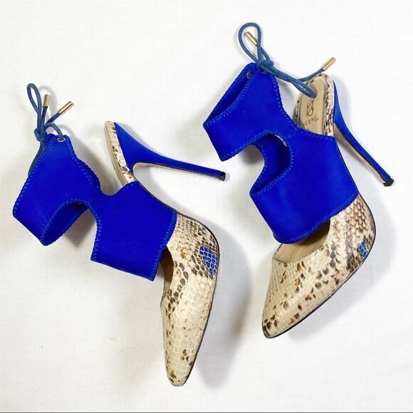 Scene by Shoe Dazzle Blue with Snake Print Heels - Picture 3 of 6